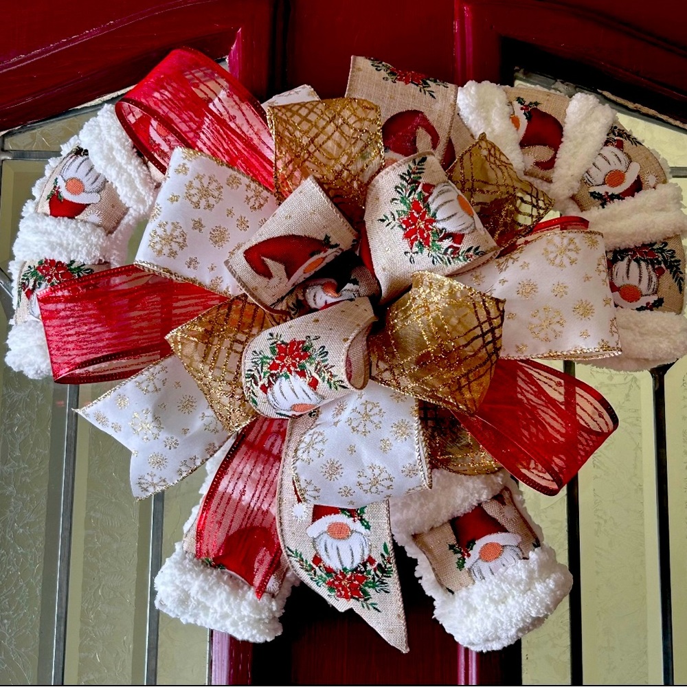 Christmas Gnome Double Candy Cane Door Decor Hamdmade